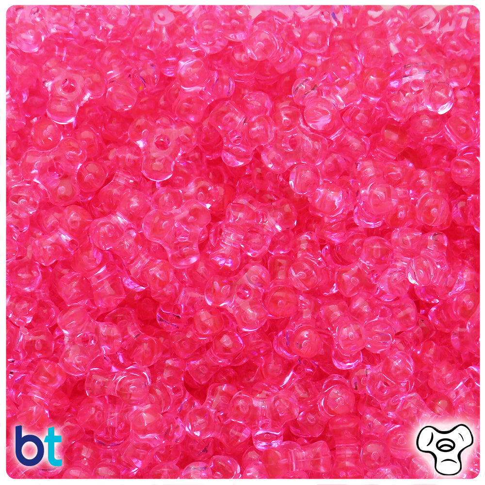BeadTin Medium Pink Transparent 11mm TriBead Plastic Craft Beads (500pcs)