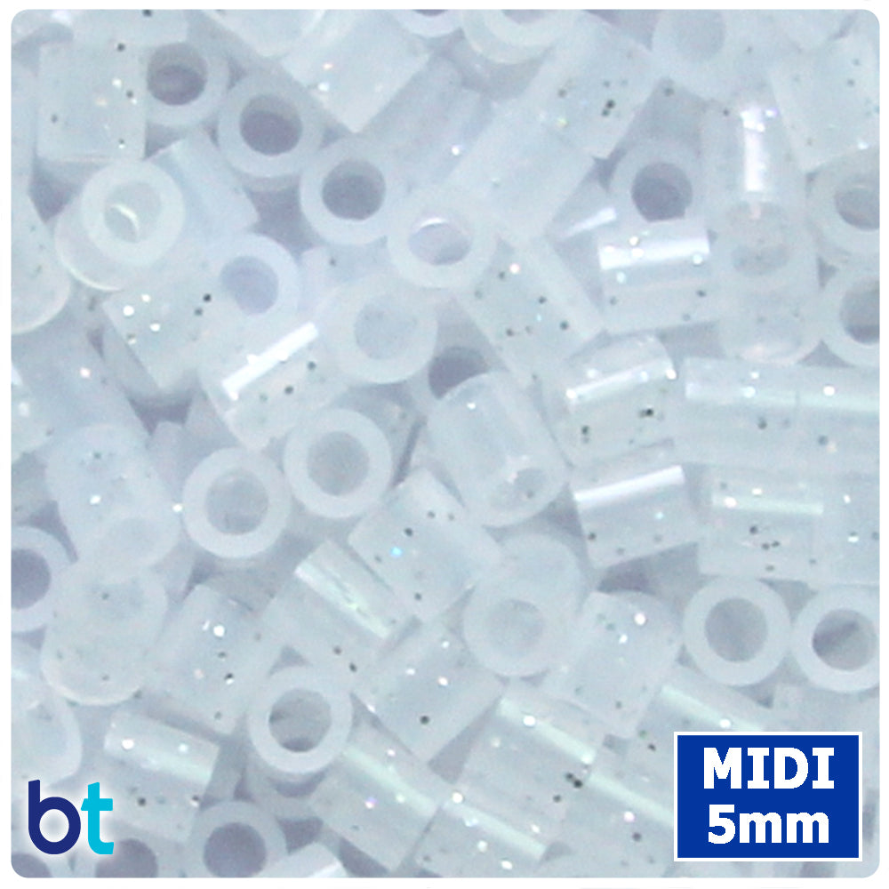 BeadTin White Glitter 5mm Midi Fuse Beads (1000pcs)