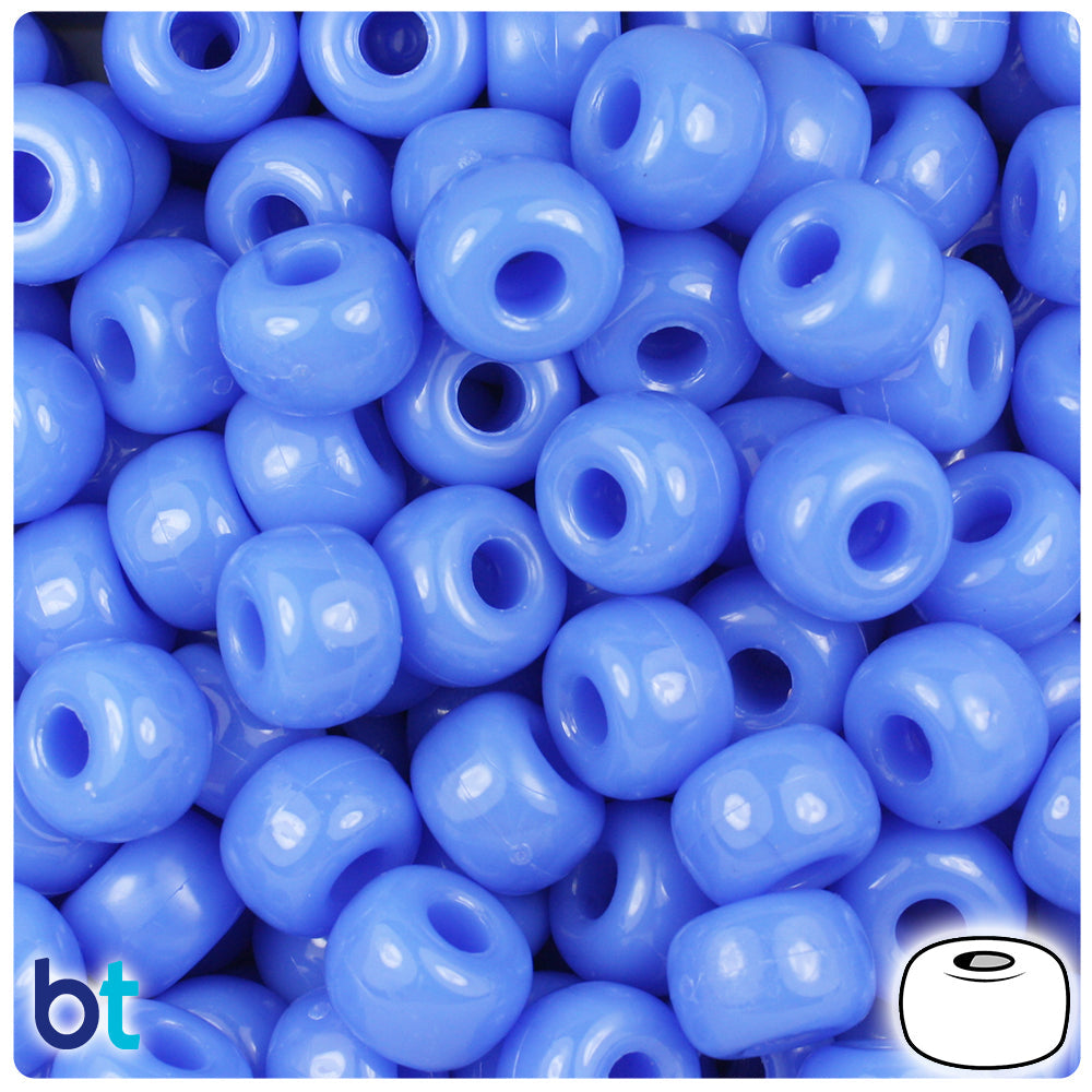 BeadTin Periwinkle Opaque 11mm Large Barrel Plastic Pony Beads (250pcs)