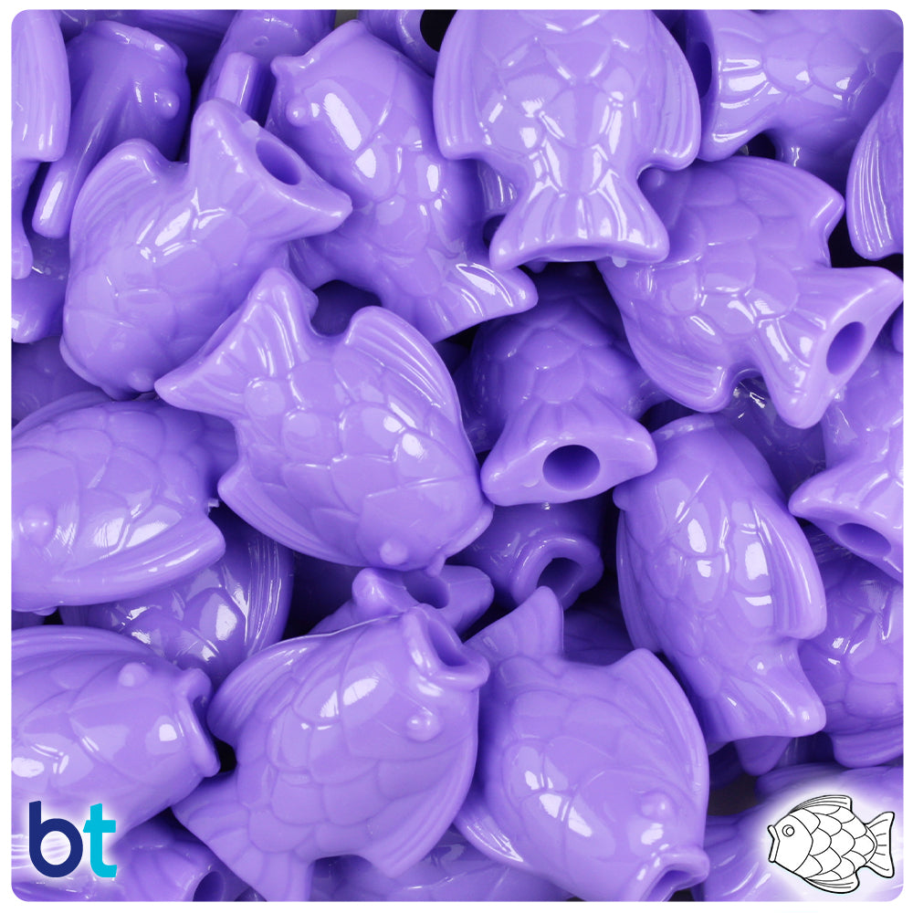 BeadTin Lilac Opaque 24mm Fish Plastic Pony Beads (24pcs)