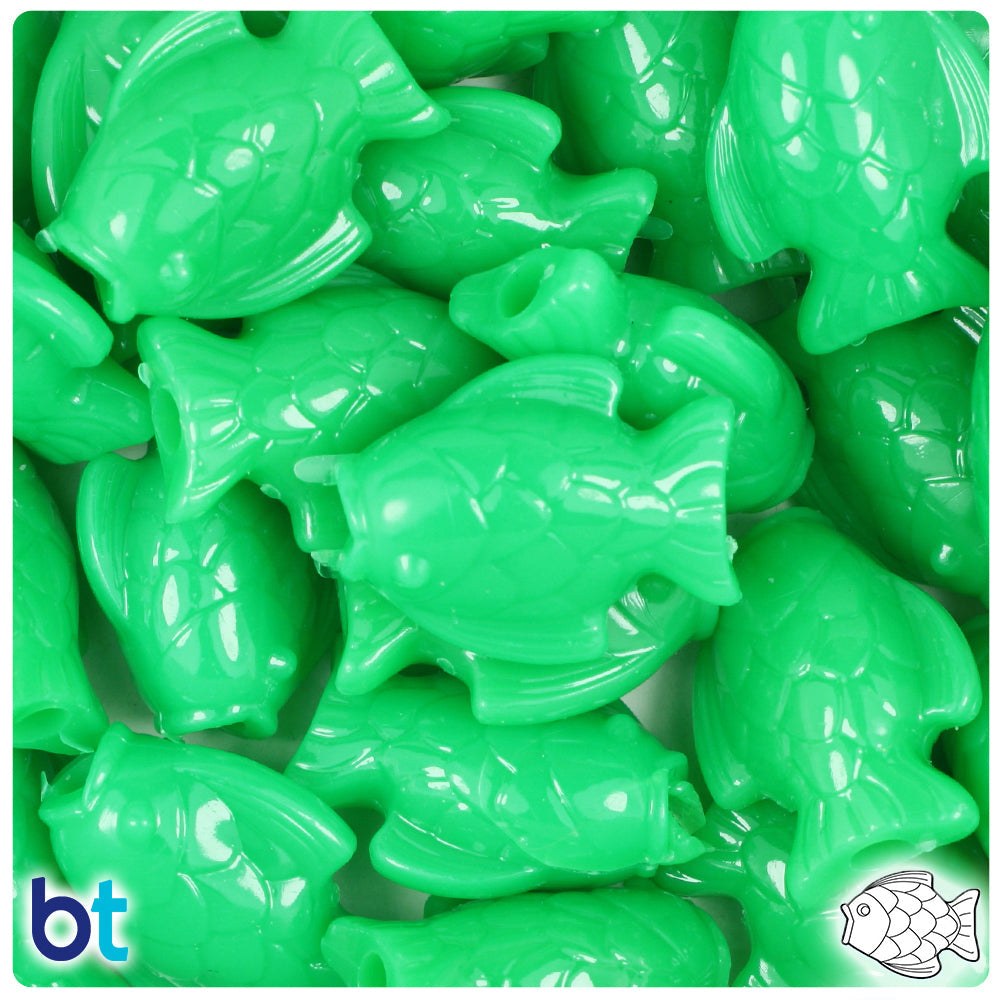 BeadTin Grasshopper Neon Bright 24mm Fish Plastic Pony Beads (24pcs)