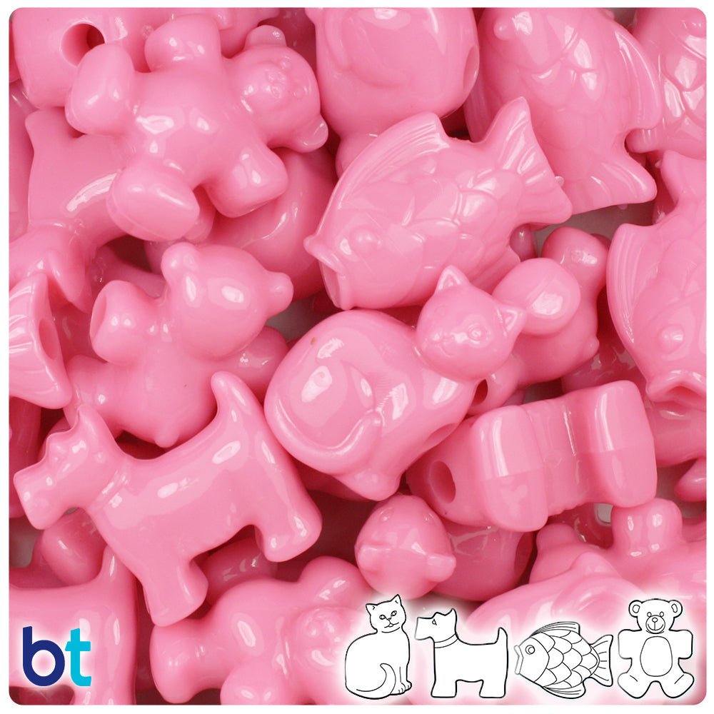 BeadTin Baby Pink Opaque Pet Parade Plastic Pony Beads (2oz)