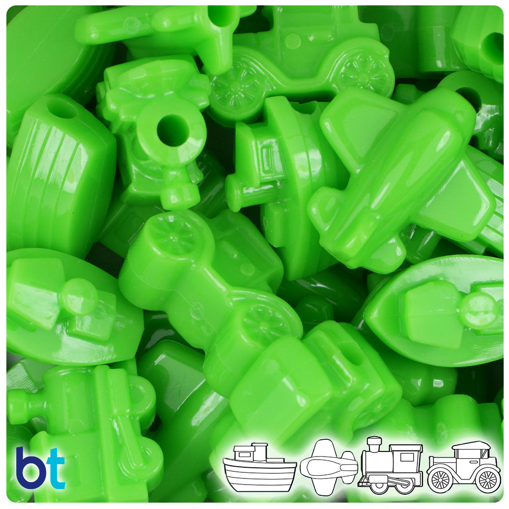 BeadTin Lime Opaque Mini Mobile Plastic Pony Beads (2oz)