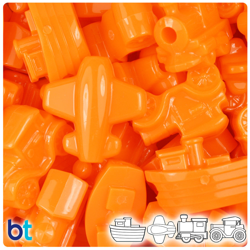 BeadTin Orange Opaque Mini Mobile Plastic Pony Beads (2oz)