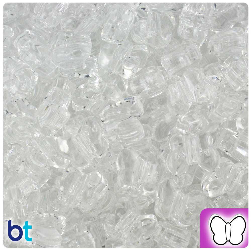 BeadTin Crystal Transparent 13mm Butterfly Plastic Pony Beads (250pcs)