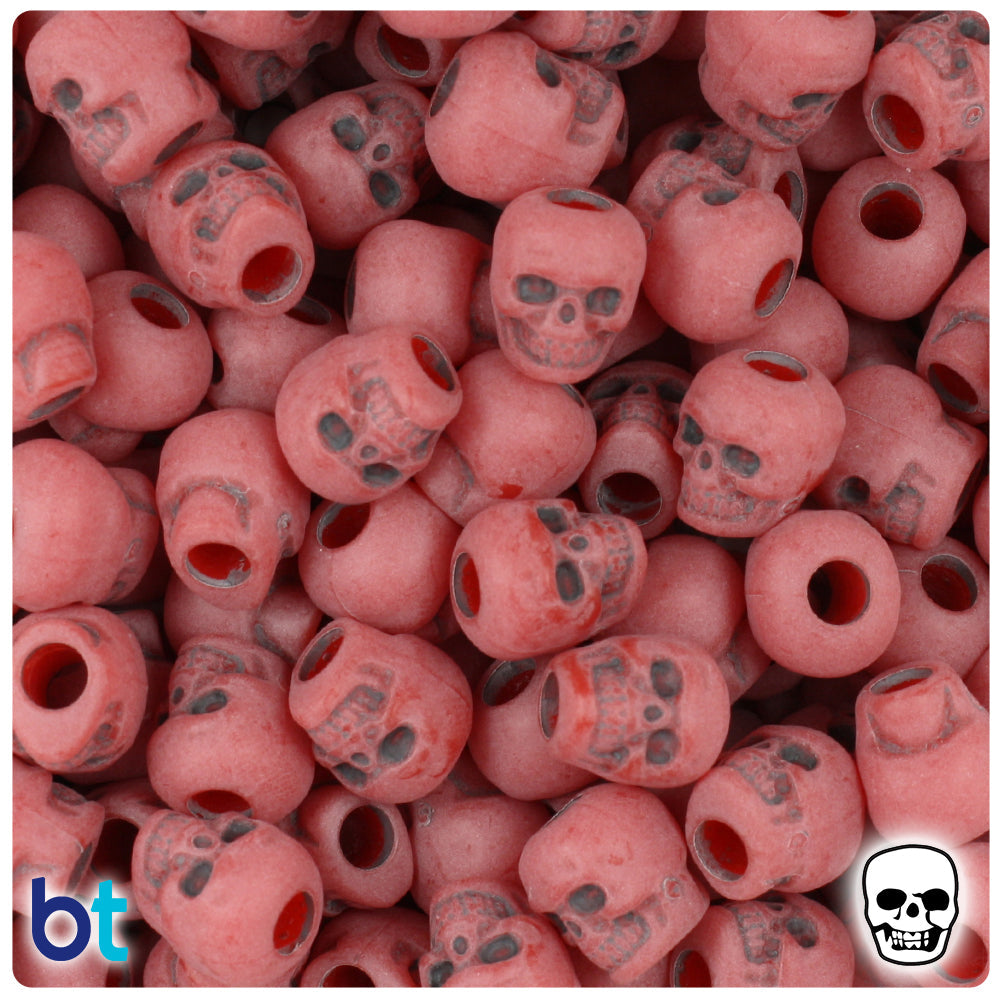 BeadTin Red Antique 11mm Skull Plastic Pony Beads (150pcs)