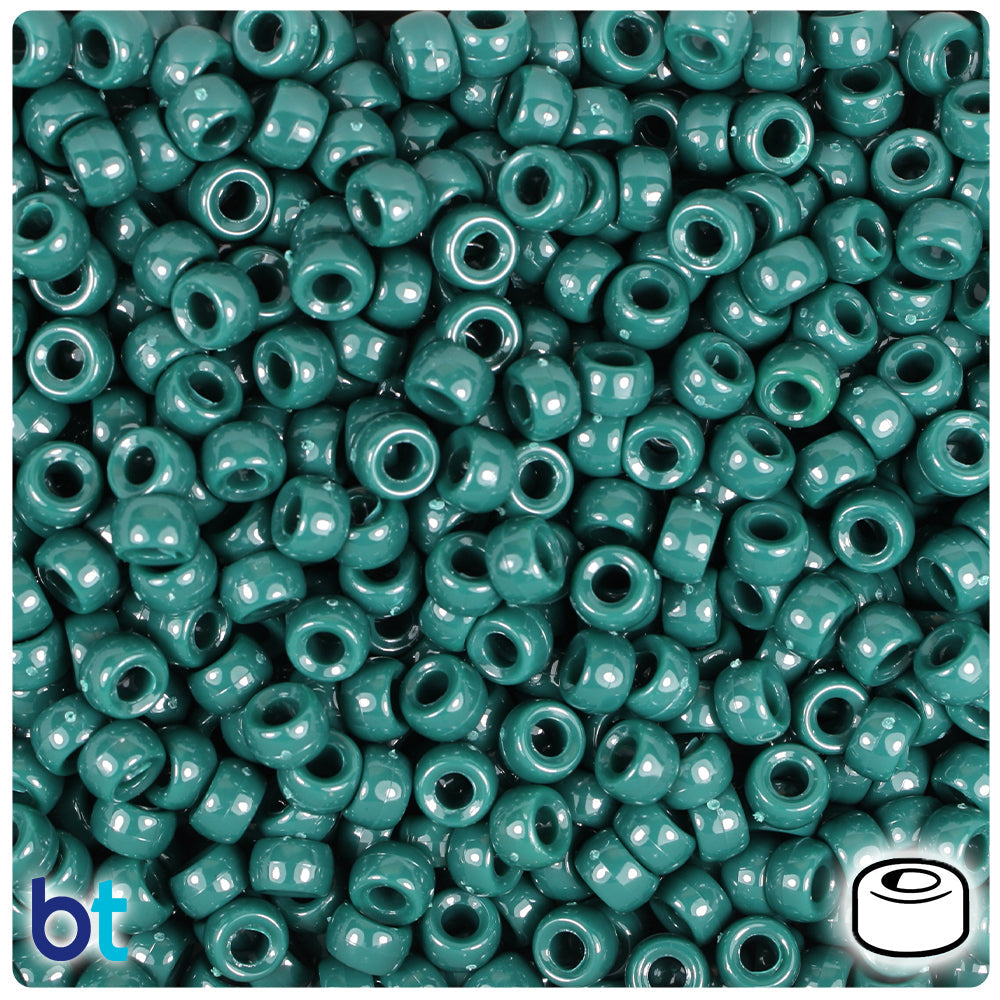 BeadTin Forest Green Opaque 6.5mm Mini Barrel Plastic Pony Beads (1000pcs)
