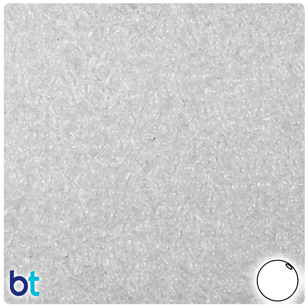 BeadTin Crystal Transparent 3mm Round Plastic Craft Beads (1oz)