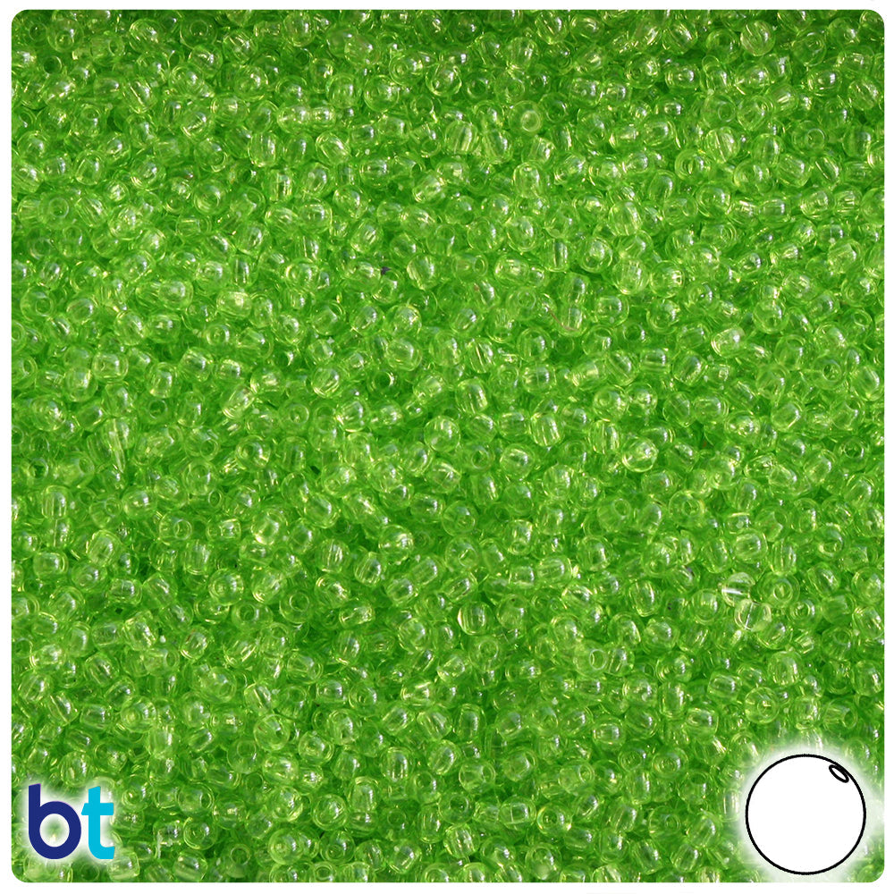 BeadTin Lime Transparent 3mm Round Plastic Craft Beads (1oz)