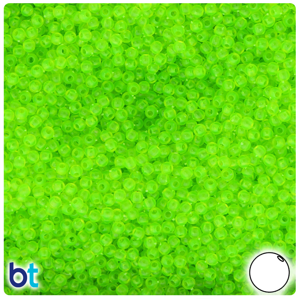 BeadTin Lime Roe Transparent 3mm Round Plastic Craft Beads (1oz)