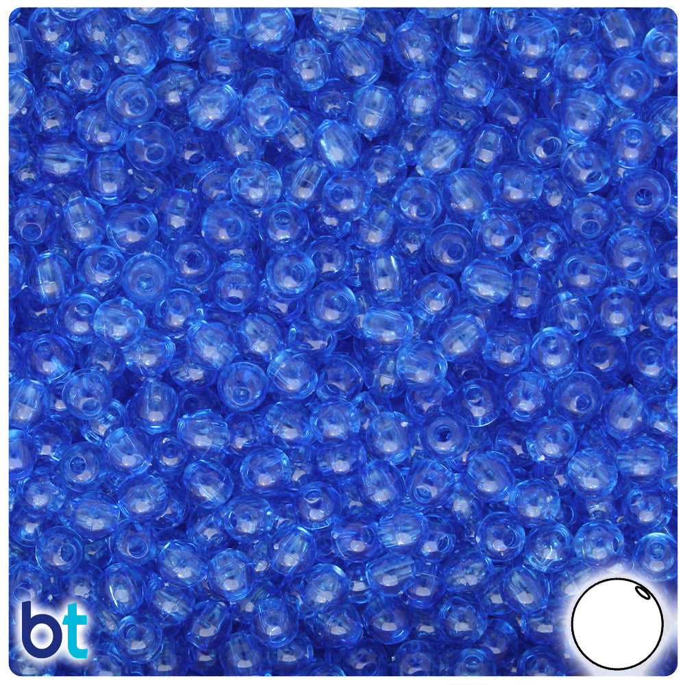 BeadTin Dark Sapphire Transparent 5mm Round Plastic Craft Beads (700pcs)