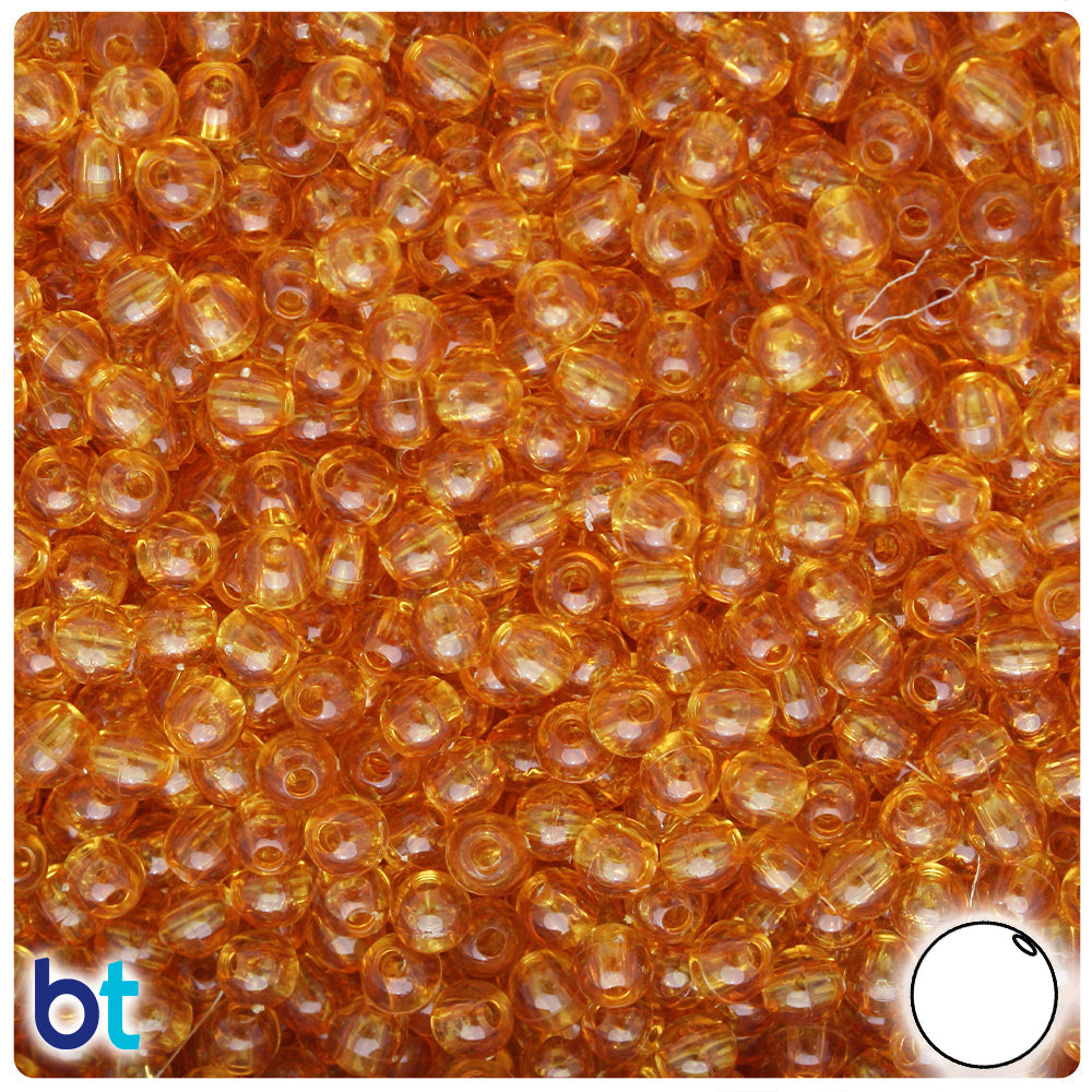 BeadTin Topaz Transparent 5mm Round Plastic Craft Beads (700pcs)
