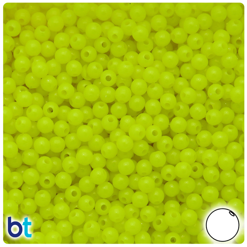 BeadTin Lemon Neon Bright 5mm Round Plastic Craft Beads (700pcs)