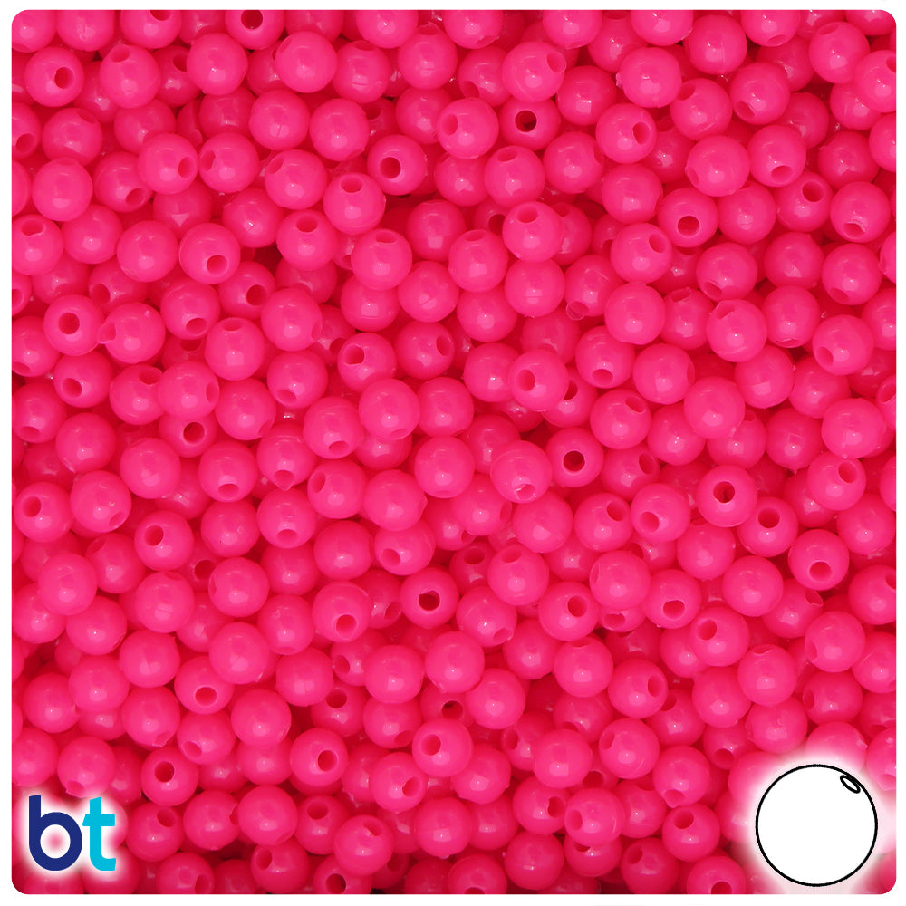 BeadTin Magenta Neon Bright 5mm Round Plastic Craft Beads (700pcs)