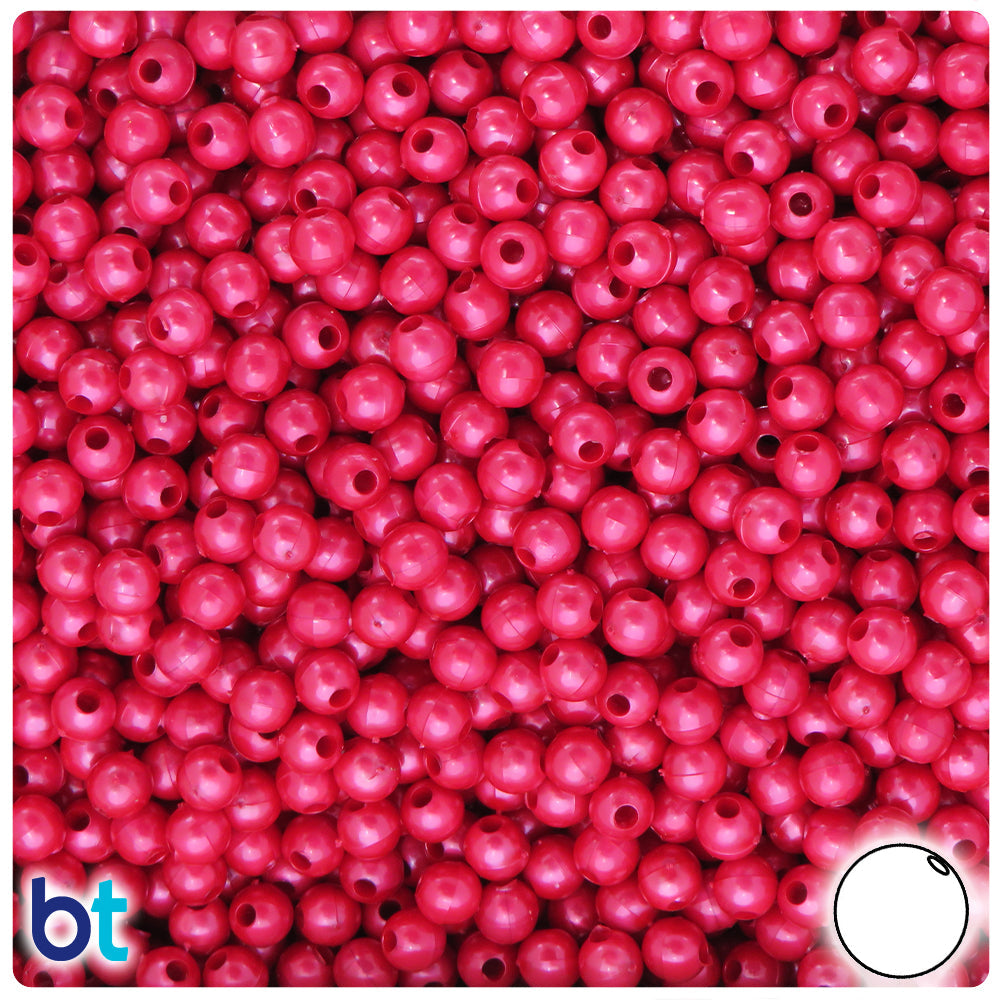 BeadTin Red Pearl 5mm Round Plastic Craft Beads (700pcs)