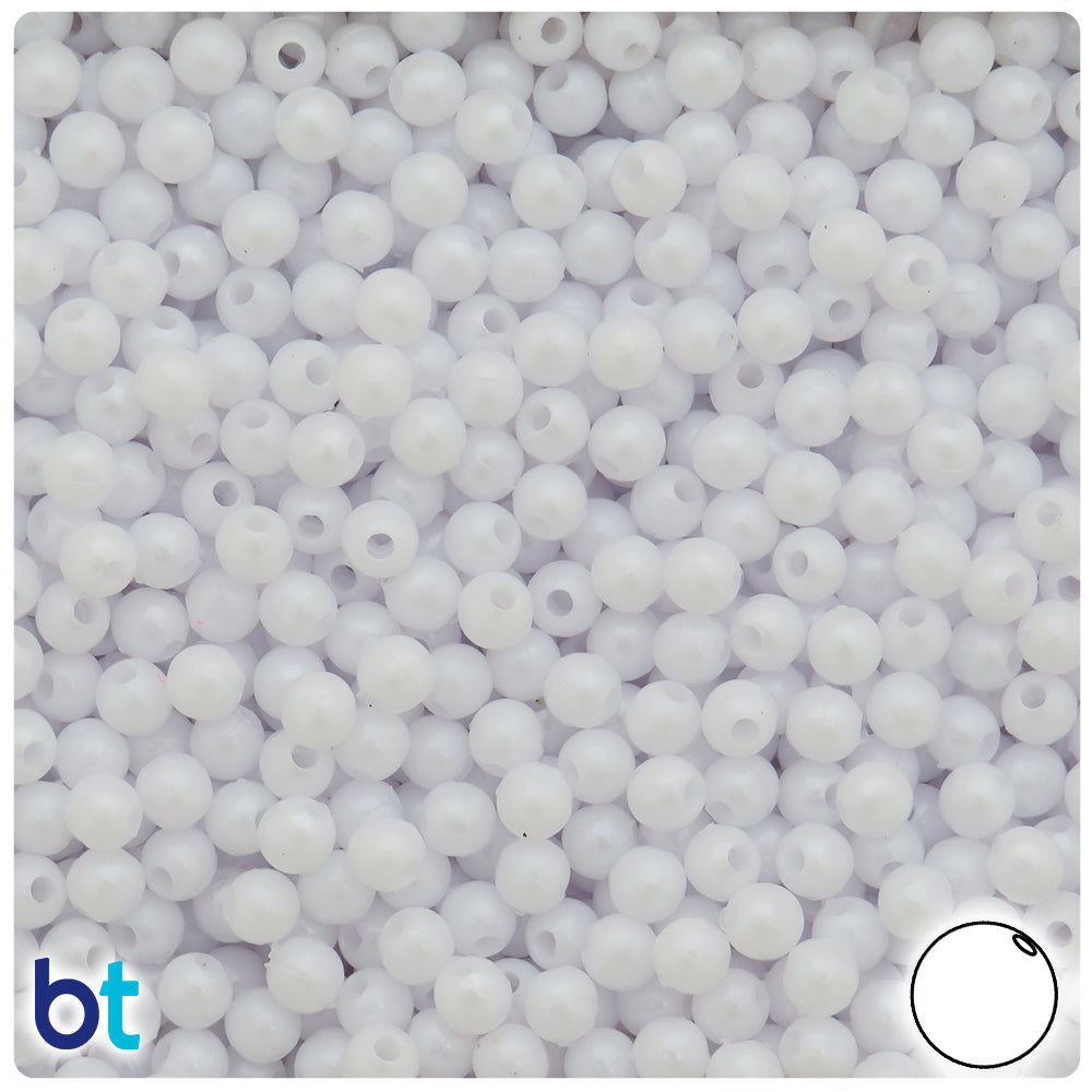 BeadTin White Pearl 5mm Round Plastic Craft Beads (700pcs)