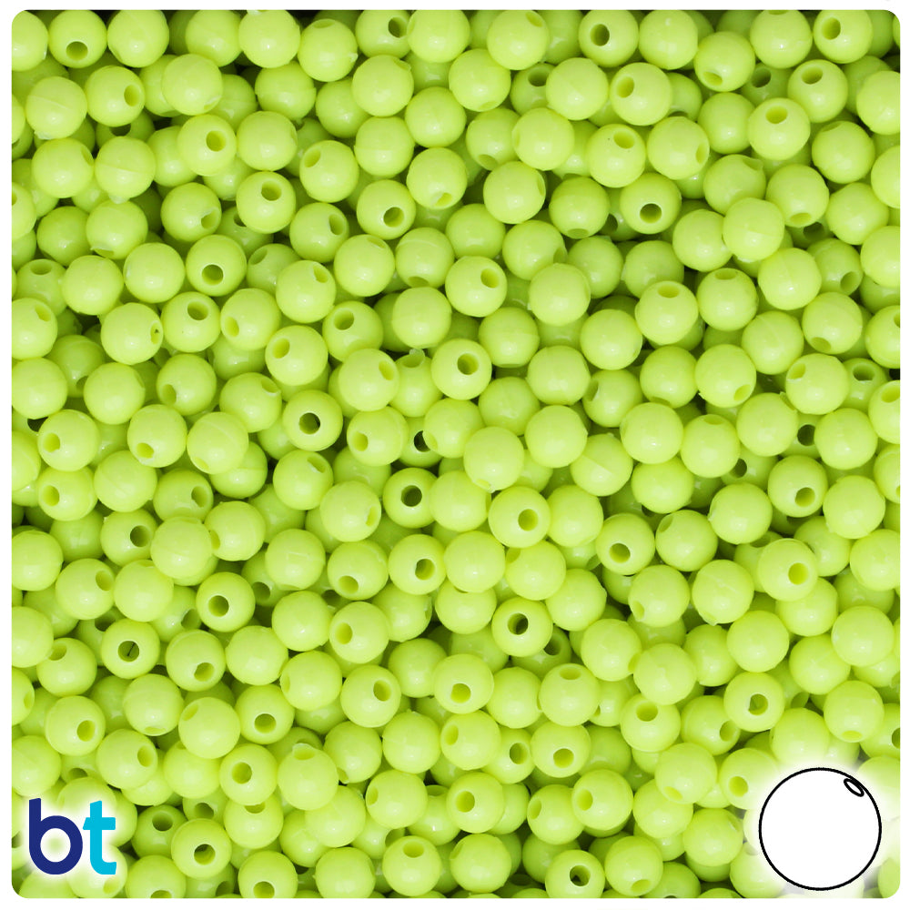 BeadTin Chartreuse Green Opaque 5mm Round Plastic Craft Beads (700pcs)