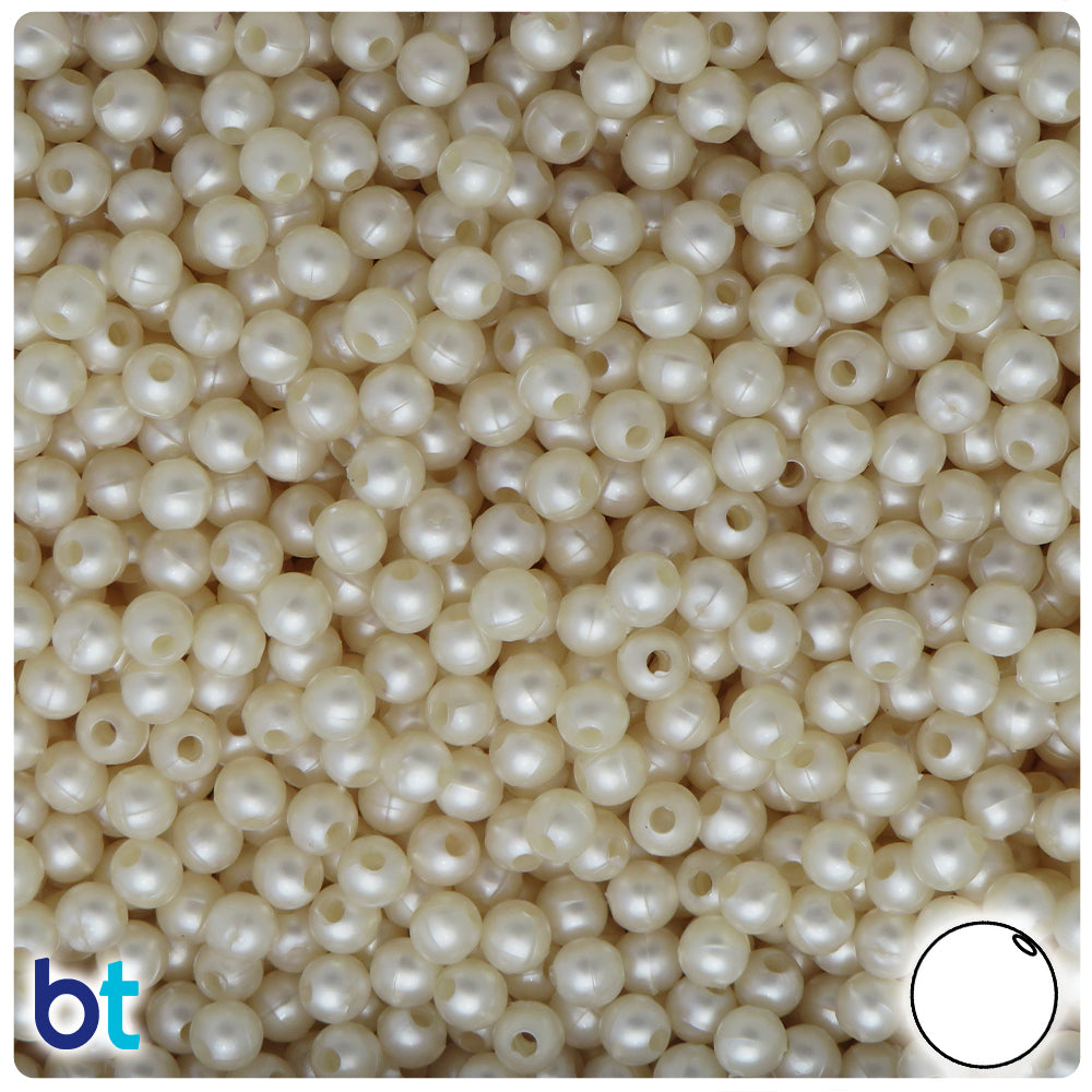 BeadTin Natural Pearl 5mm Round Plastic Craft Beads (700pcs)