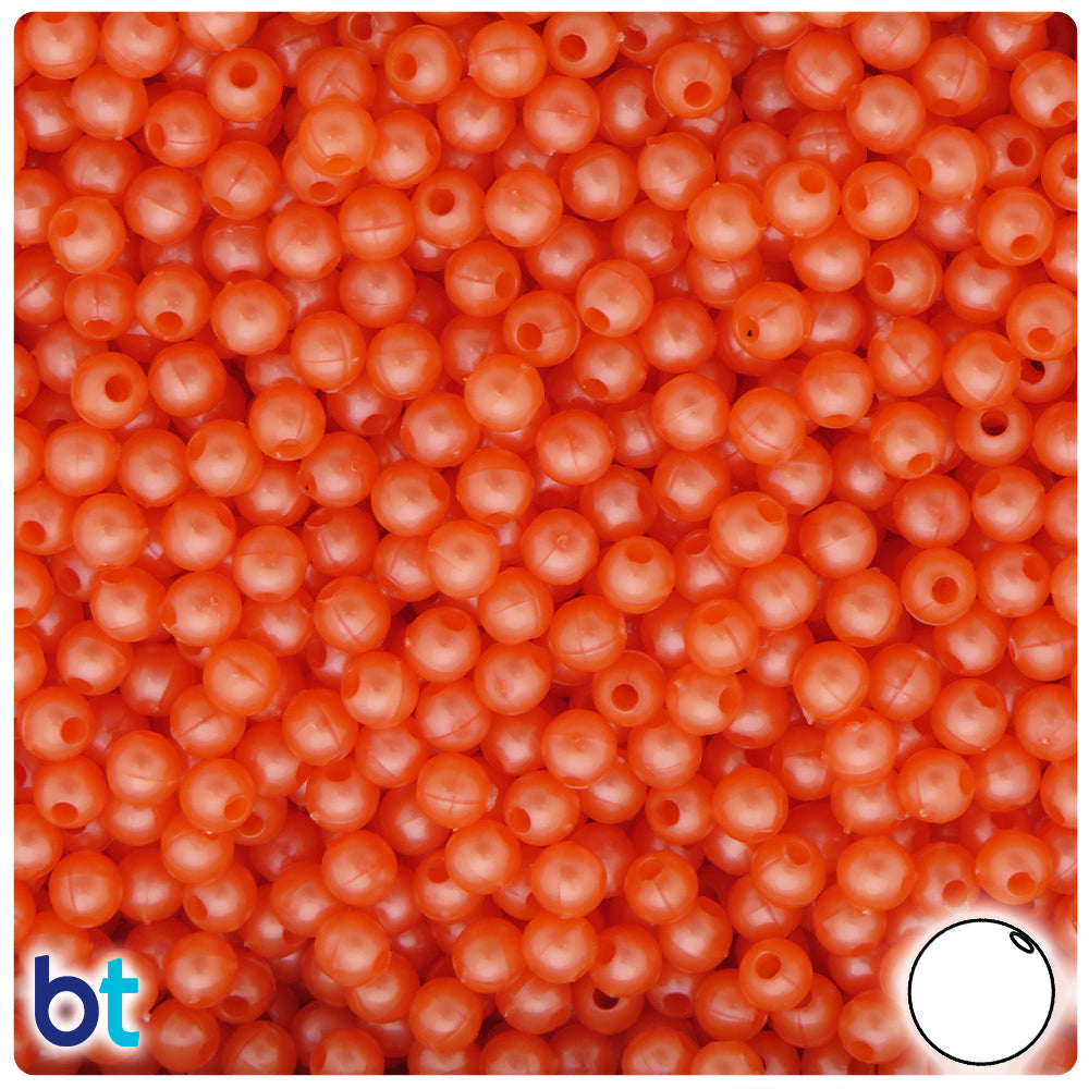 BeadTin Orange Pearl 5mm Round Plastic Craft Beads (700pcs)