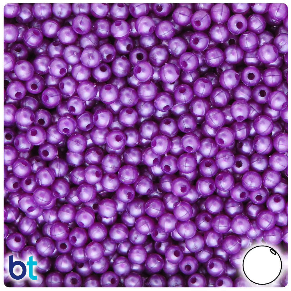 BeadTin Violet Pearl 5mm Round Plastic Craft Beads (700pcs)