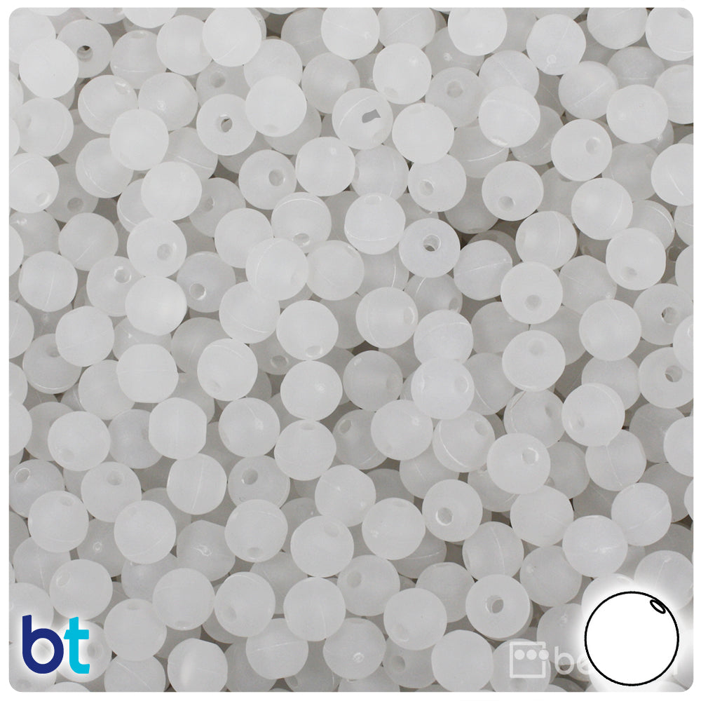 BeadTin Ice Frosted 6mm Round Plastic Craft Beads (500pcs)