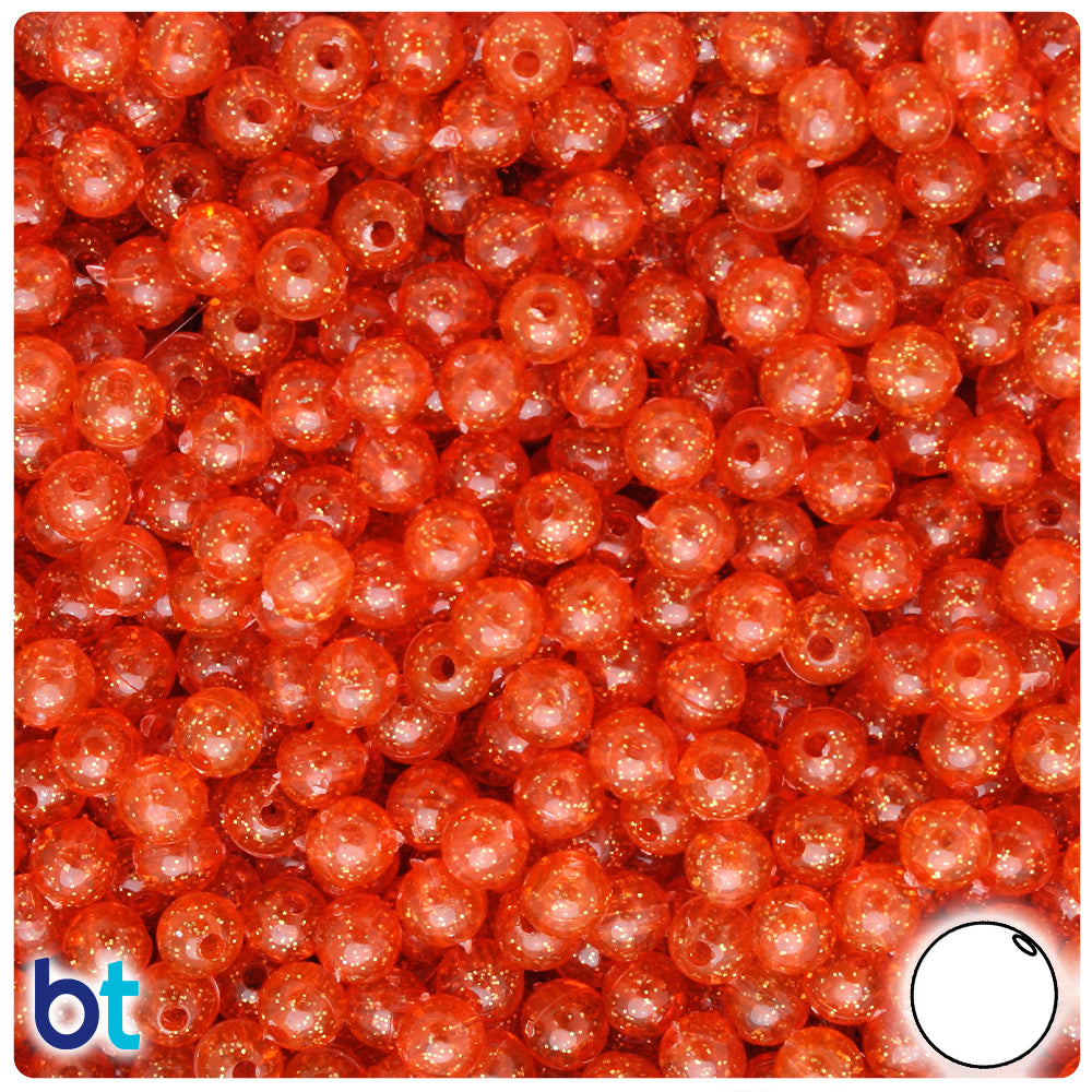 BeadTin Hyacinth Gold Sparkle 6mm Round Plastic Craft Beads (500pcs)