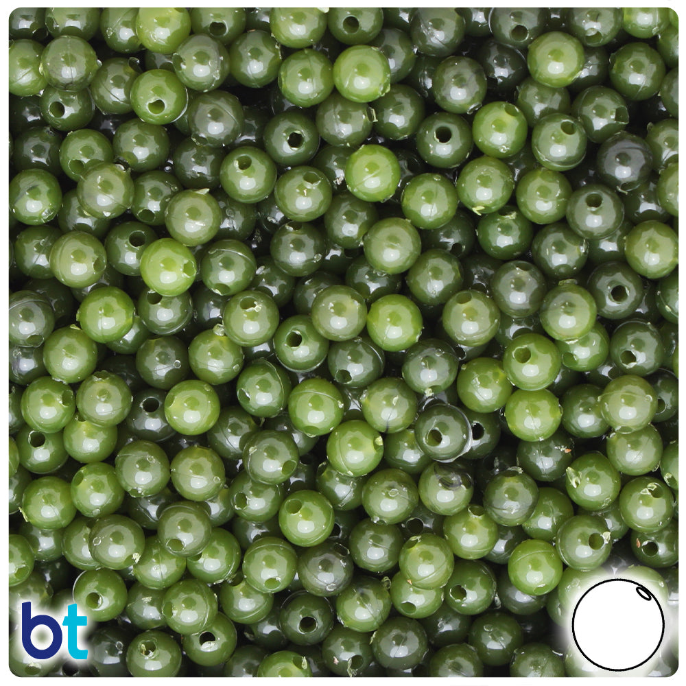 BeadTin Jade Marbled 6mm Round Plastic Craft Beads (500pcs)