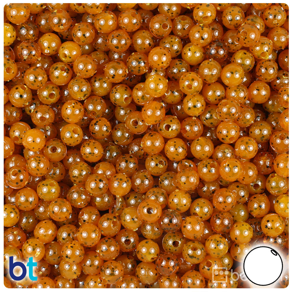 BeadTin Tiger Coral Black Sparkle 6mm Round Plastic Craft Beads (500pcs)