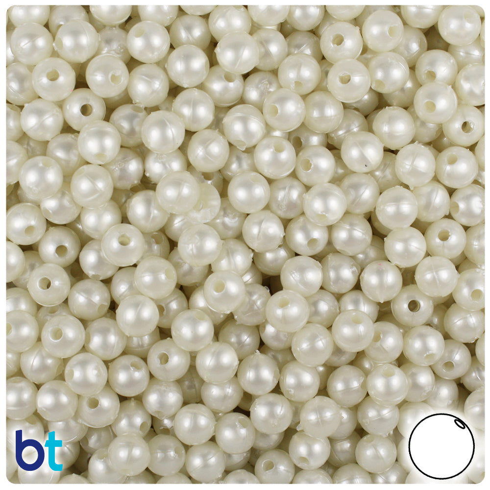 BeadTin Bridal Pearl 6mm Round Plastic Craft Beads (500pcs)