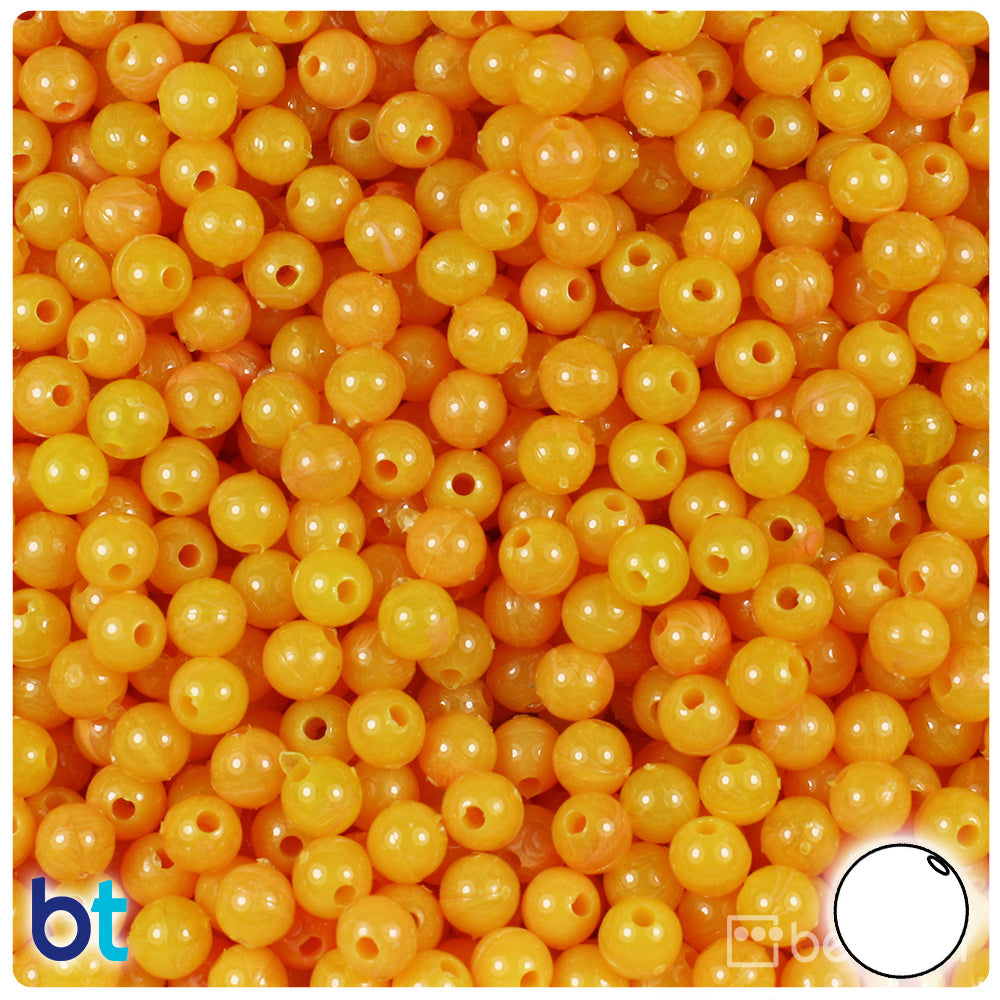 BeadTin Golden Roe Opaque 6mm Round Plastic Craft Beads (500pcs)
