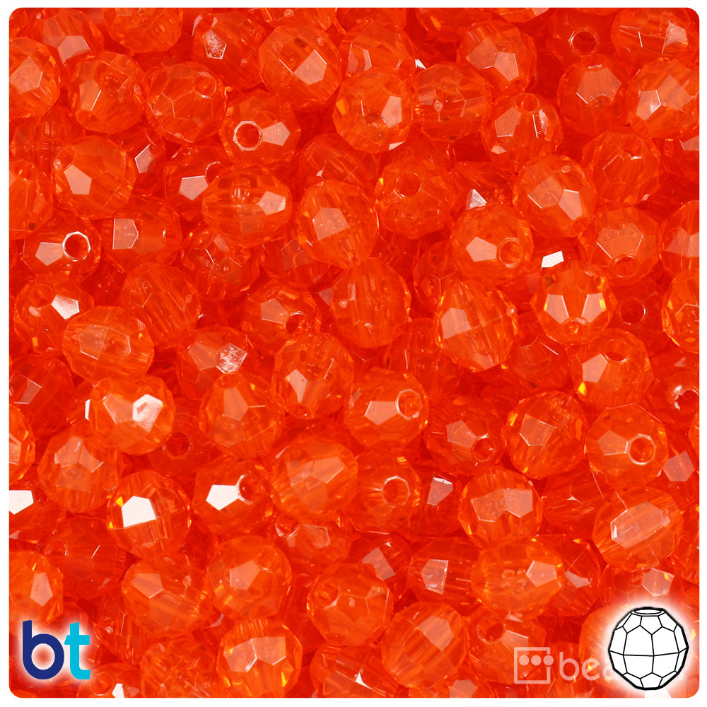 BeadTin Hyacinth Transparent 8mm Faceted Round Plastic Craft Beads (450pcs)