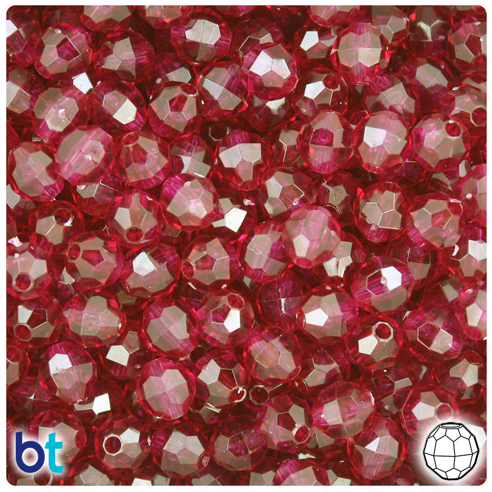BeadTin Wine Transparent 8mm Faceted Round Plastic Craft Beads (450pcs)