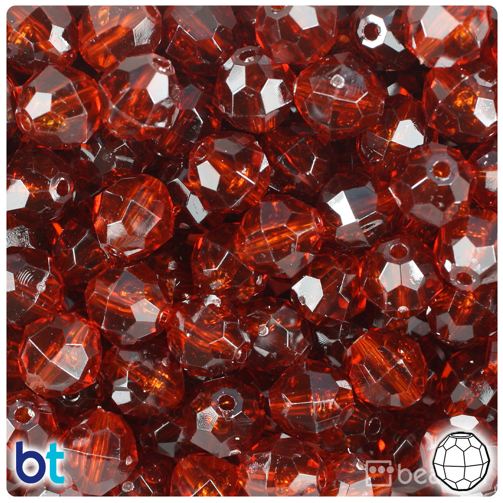BeadTin Tortoise Transparent 12mm Faceted Round Plastic Craft Beads (180pcs)