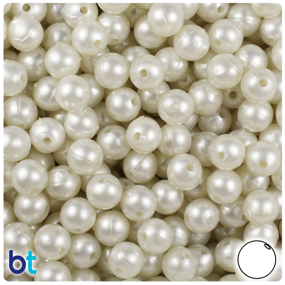 BeadTin Bridal Pearl 8mm Round Plastic Craft Beads (300pcs)
