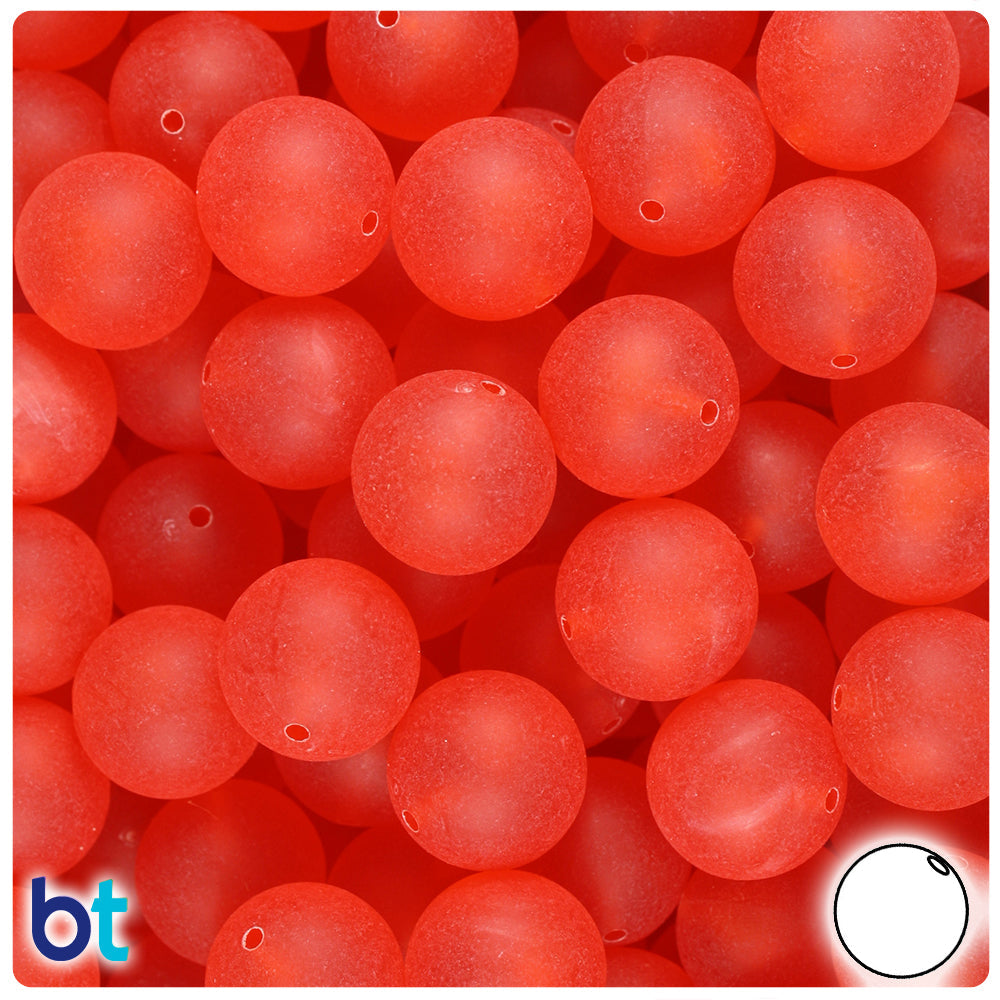 BeadTin Burnt Orange Frosted 14mm Round Plastic Craft Beads (36pcs)