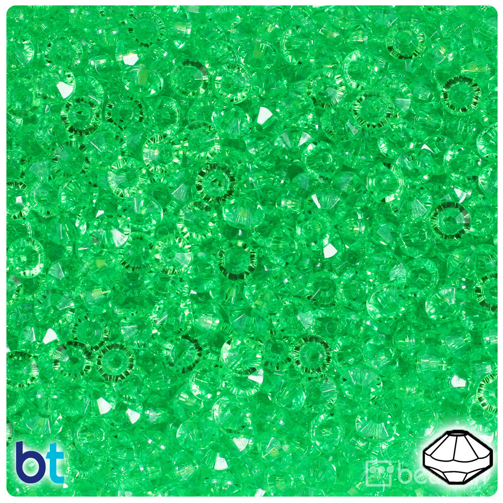 BeadTin Mint Transparent 6mm Faceted Rondelle Plastic Craft Beads (1350pcs)