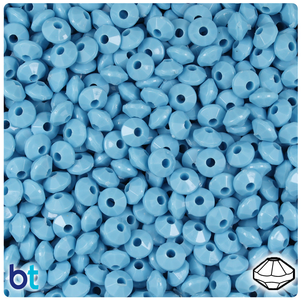 BeadTin Baby Blue Opaque 6mm Faceted Rondelle Plastic Craft Beads (1350pcs)