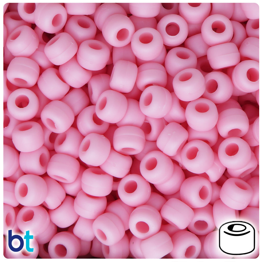 BeadTin Dusty Rose Matte 9mm Barrel Plastic Pony Beads (500pcs)