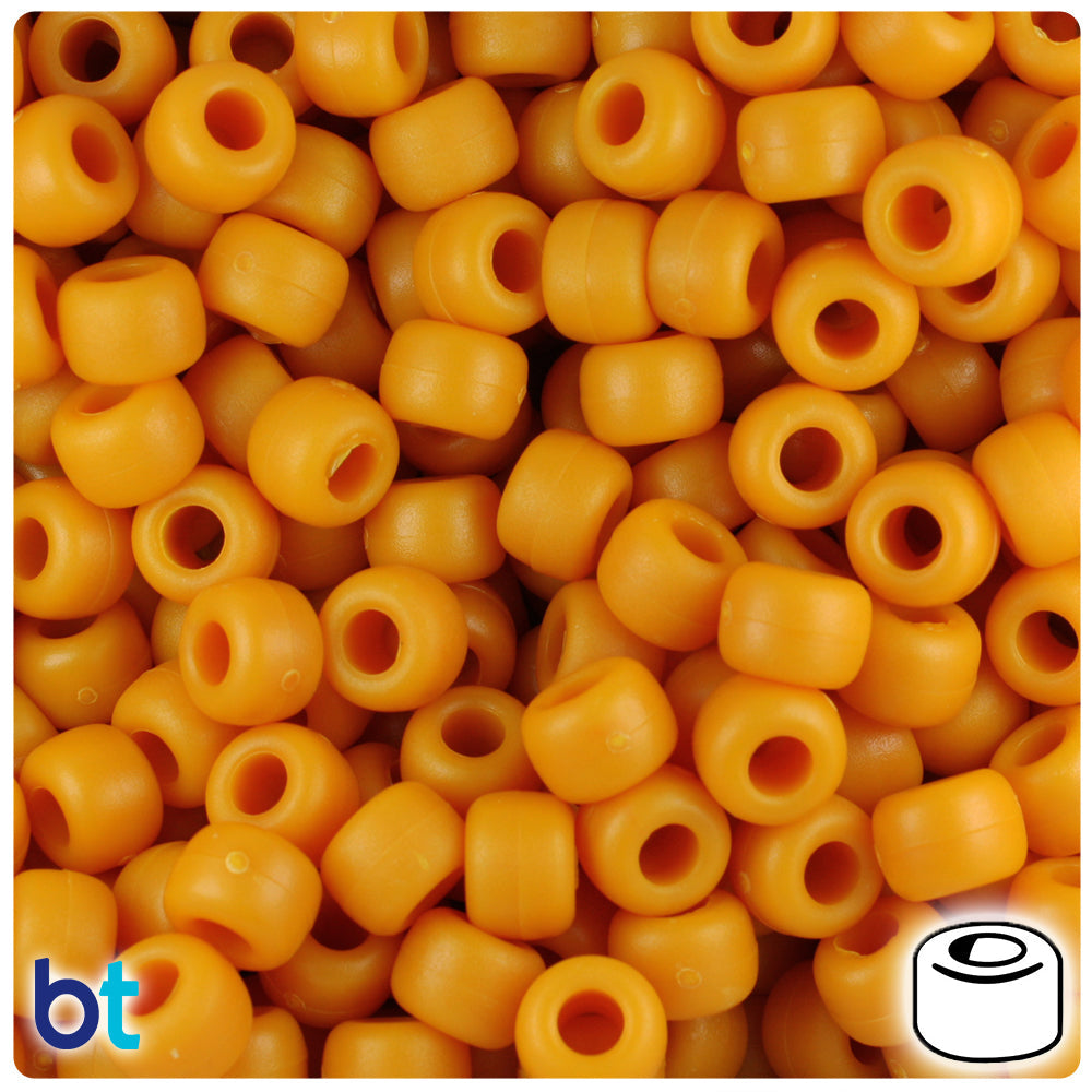 BeadTin Butternut Matte 9mm Barrel Plastic Pony Beads (500pcs)