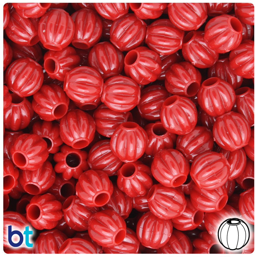 BeadTin Red Opaque 10mm Melon Plastic Pony Beads (300pcs)