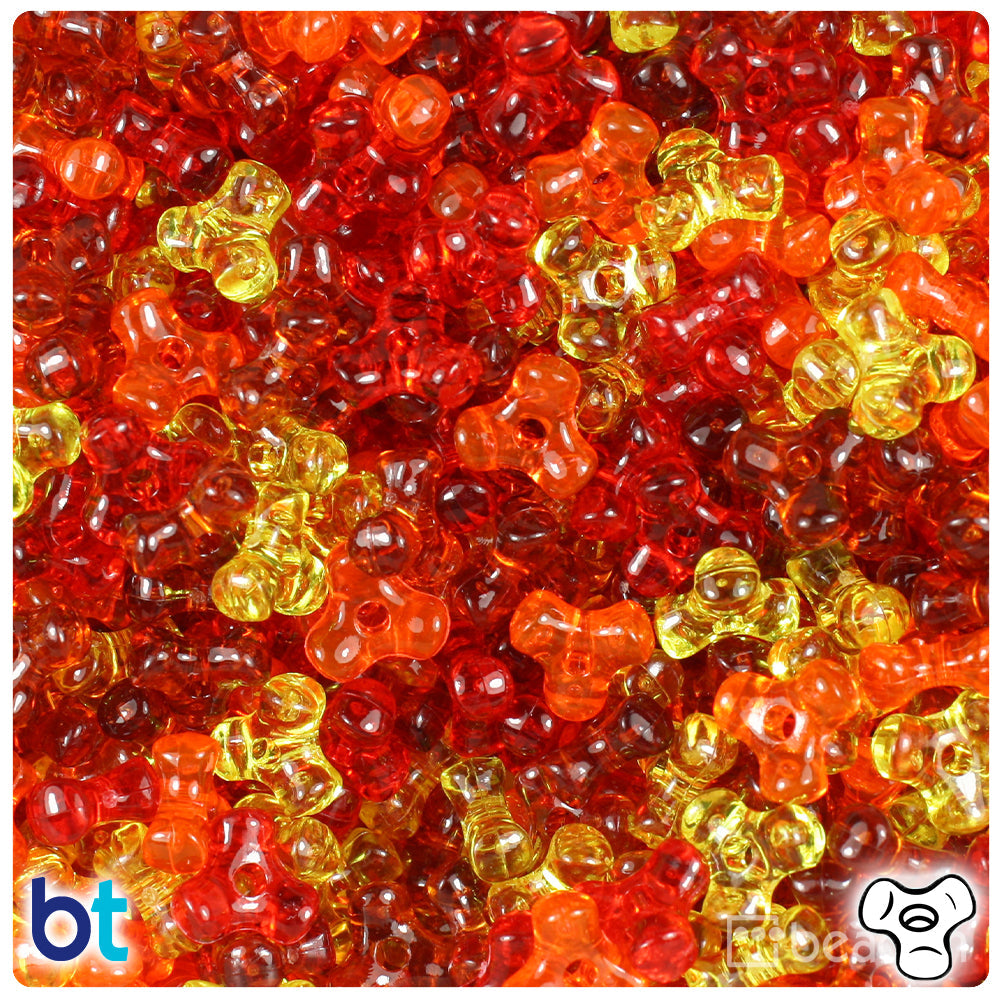BeadTin Orange & Gold Transparent Mix 11mm TriBead Plastic Craft Beads (500pcs)