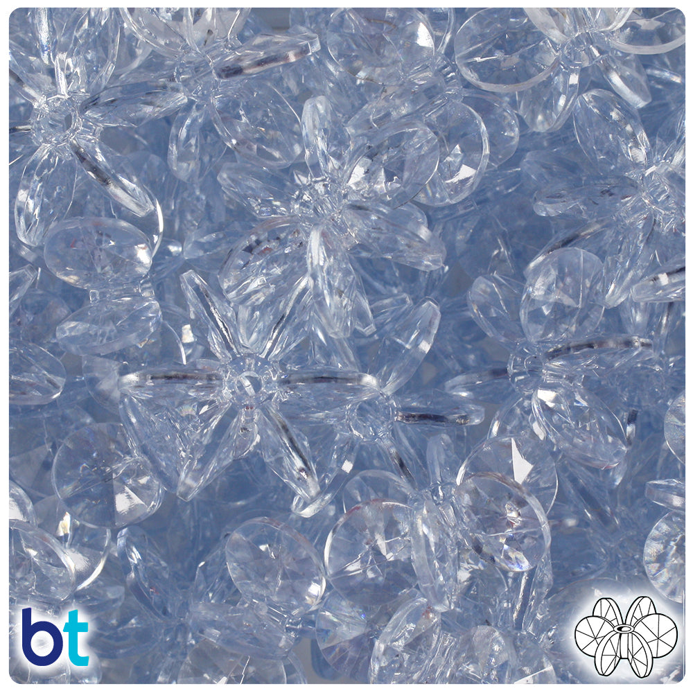 BeadTin Ice Blue Transparent 25mm SunBurst Plastic Craft Beads (80pcs)