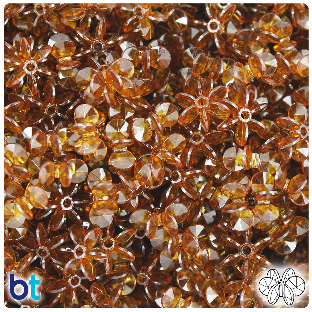 BeadTin Root Beer Transparent 12mm SunBurst Plastic Craft Beads (450pcs)