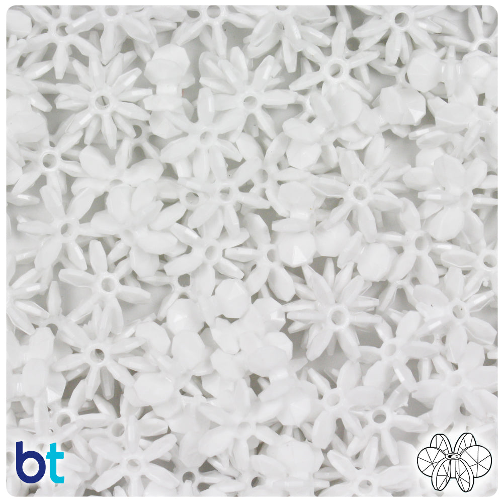 BeadTin White Opaque 12mm SunBurst Plastic Craft Beads (450pcs)