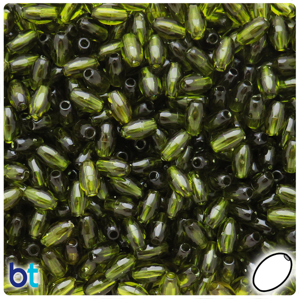 BeadTin Avocado Transparent 9mm Oat Plastic Craft Beads (500pcs)