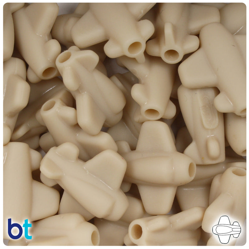 BeadTin Dark Ivory Matte 25mm AirPlane Plastic Pony Beads (24pcs)