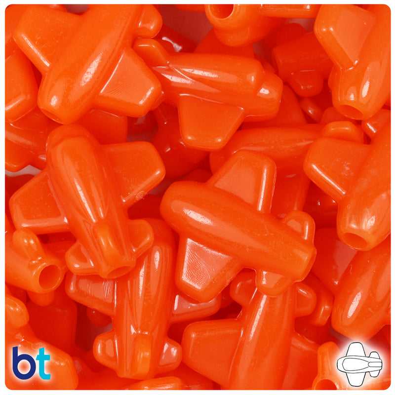 BeadTin Tangelo Neon Bright 25mm Airplane Plastic Pony Beads (24pcs)