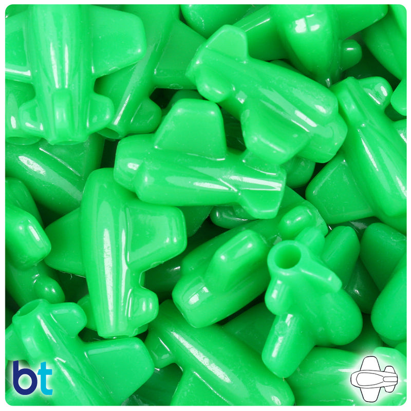 BeadTin Grasshopper Neon Bright 25mm Airplane Plastic Pony Beads (24pcs)