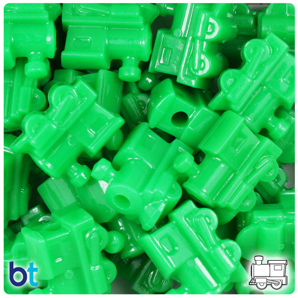 BeadTin Grasshopper Neon Bright 22mm Train Plastic Pony Beads (24pcs)