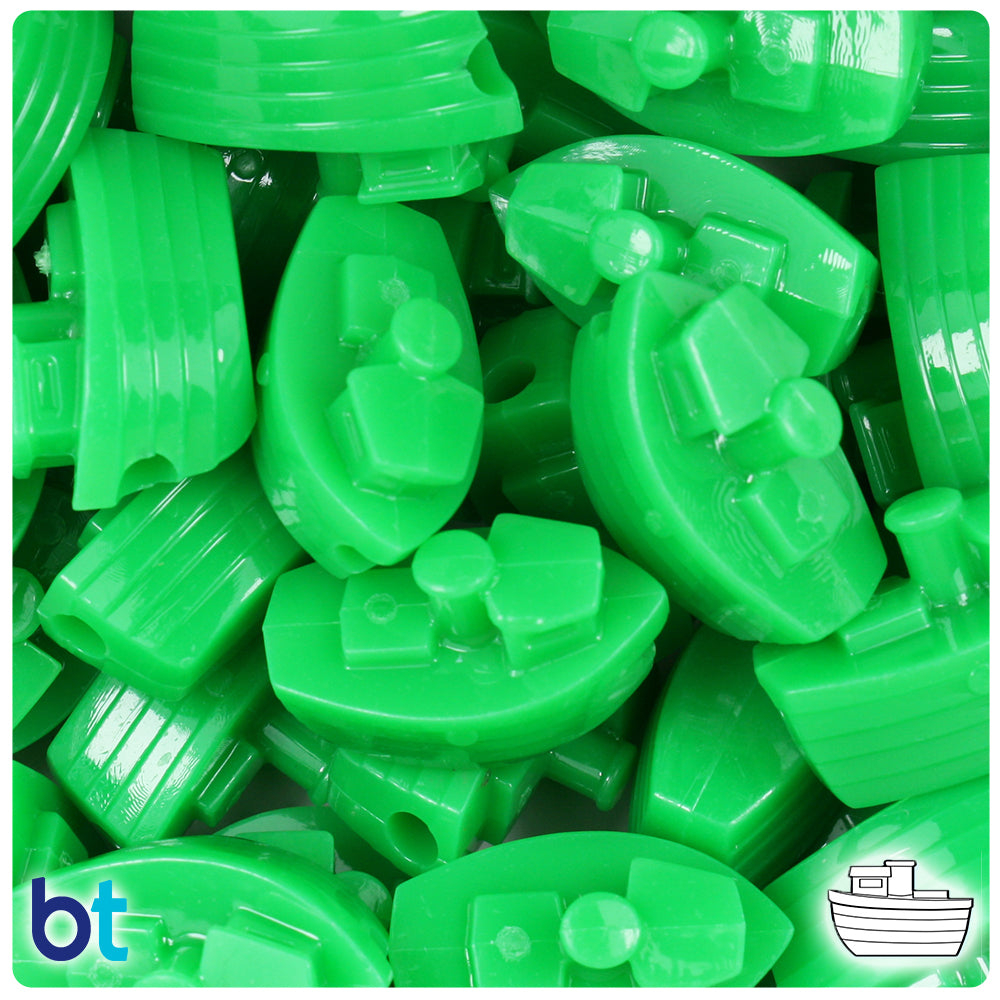 BeadTin Grasshopper Neon Bright 25mm Boat Plastic Pony Beads (24pcs)